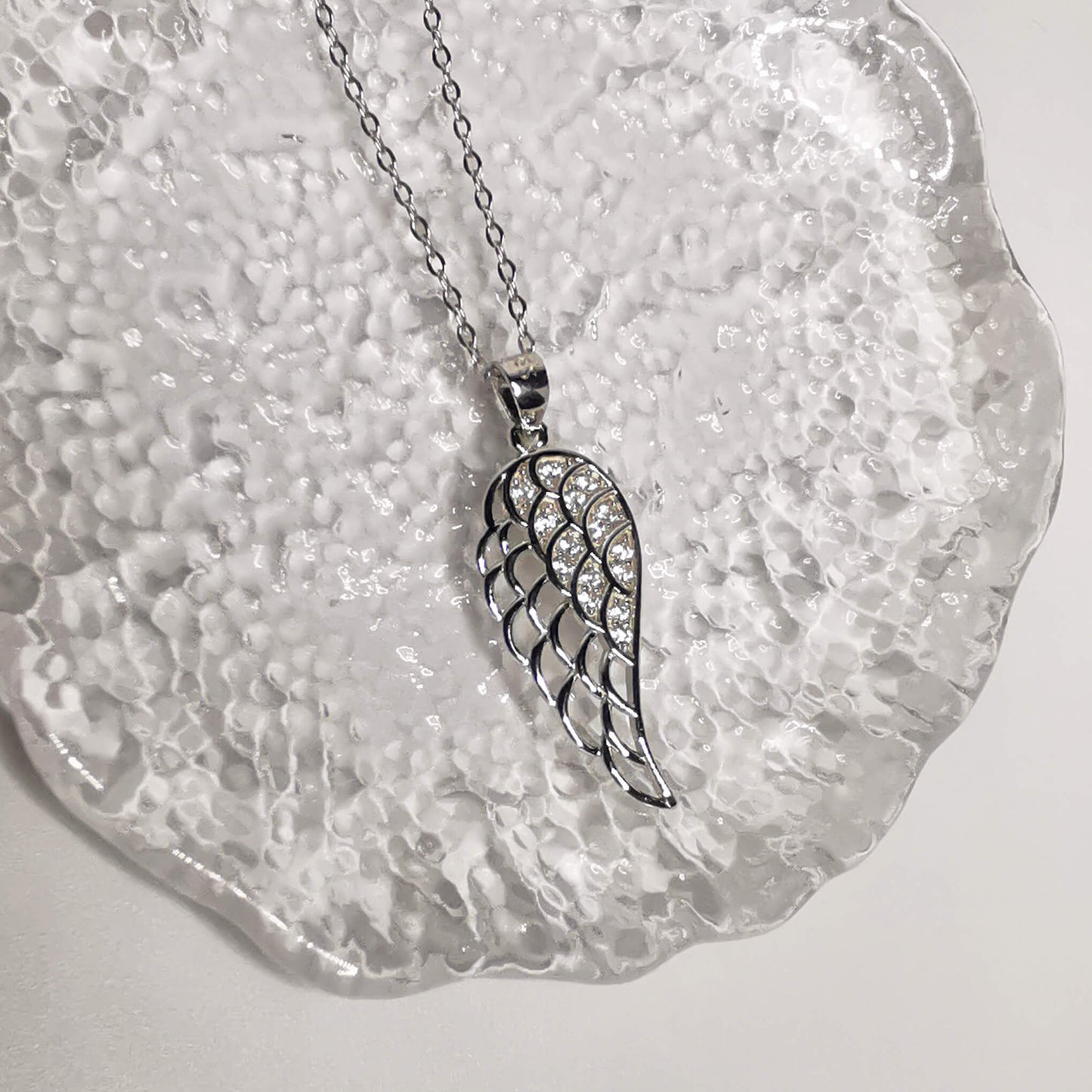 High quality 925 sterling silver angel wing memorial necklace.   The perfect loss, remembrance, sympathy stillbirth, child loss gift.