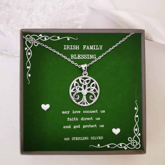 irish family blessing sterling silver necklace with traditional love faith and protection quote. Beautiful celtic gift. 