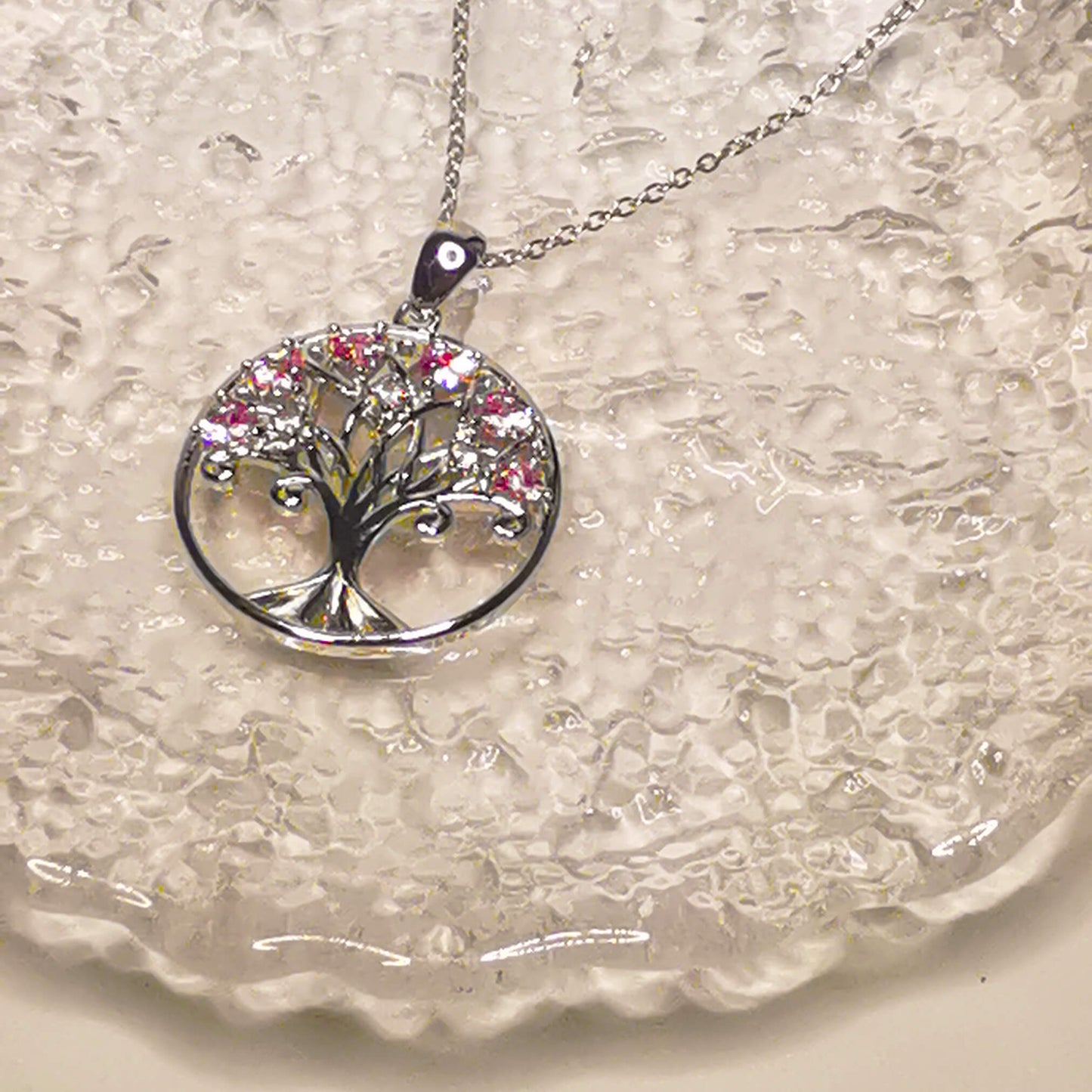 Sterling Silver Tree of Life Pendant with Pink Zircon – Meaningful Gift for Mum with Inspirational Quote