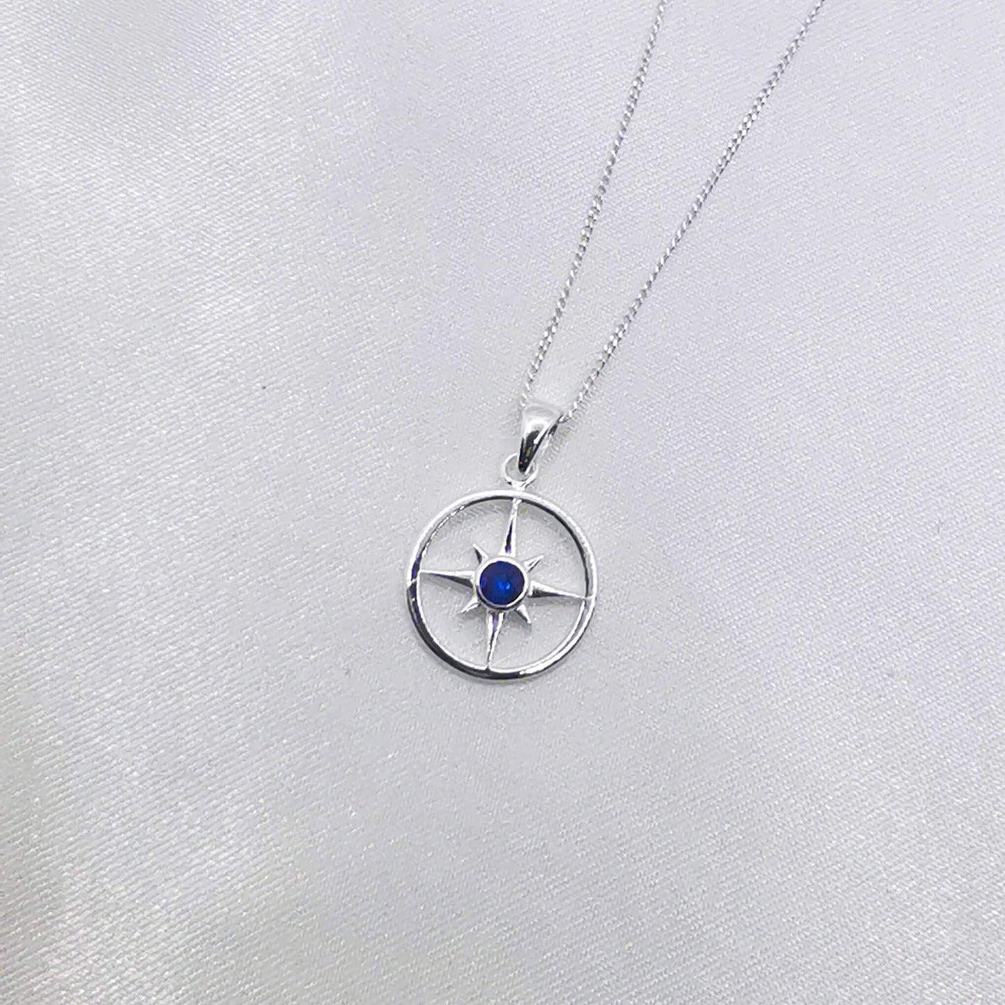 Sterling Silver North Star Pendant Necklace with Blue Zirconia - Symbol of Guidance and Appreciation